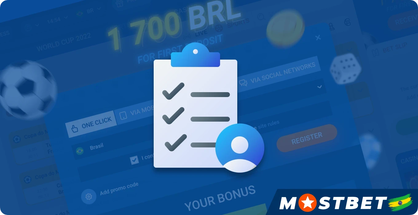 Registrace nového uživatele Mostbet z Brazílie zahrnuje několik kroků